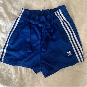 Adidas Blue Women’s Shorts with White Stripes
